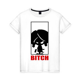 Женская футболка хлопок с принтом Bitch-logo в Курске, 100% хлопок | прямой крой, круглый вырез горловины, длина до линии бедер, слегка спущенное плечо | девочка | девушка | злая | стерва | топор