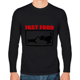 Мужской лонгслив хлопок с принтом Fast food в Курске, 100% хлопок |  | Тематика изображения на принте: fast food | fastfood | быстра еда | коты | кошка | песики | собака