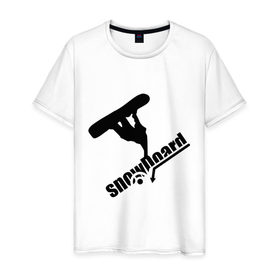 Мужская футболка хлопок с принтом Snowboard в Курске, 100% хлопок | прямой крой, круглый вырез горловины, длина до линии бедер, слегка спущенное плечо. | 