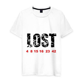 Мужская футболка хлопок с принтом LOST в Курске, 100% хлопок | прямой крой, круглый вырез горловины, длина до линии бедер, слегка спущенное плечо. | lost | лост | остаться в живых