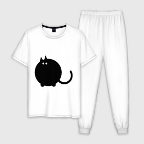 Мужская пижама хлопок с принтом Котег в Курске, 100% хлопок | брюки и футболка прямого кроя, без карманов, на брюках мягкая резинка на поясе и по низу штанин
 | большой кот | кот | котег | коты | кошки