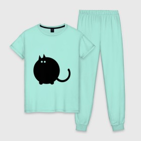 Женская пижама хлопок с принтом Котег в Курске, 100% хлопок | брюки и футболка прямого кроя, без карманов, на брюках мягкая резинка на поясе и по низу штанин | большой кот | кот | котег | коты | кошки