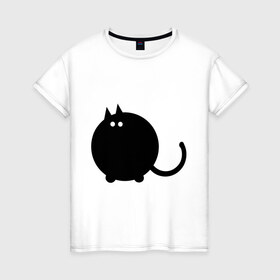 Женская футболка хлопок с принтом Котег в Курске, 100% хлопок | прямой крой, круглый вырез горловины, длина до линии бедер, слегка спущенное плечо | большой кот | кот | котег | коты | кошки