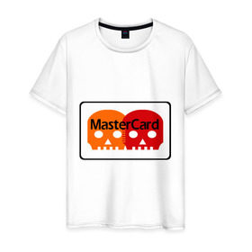 Мужская футболка хлопок с принтом MasterCard в Курске, 100% хлопок | прямой крой, круглый вырез горловины, длина до линии бедер, слегка спущенное плечо. | mastercard | мастер кард | черепа