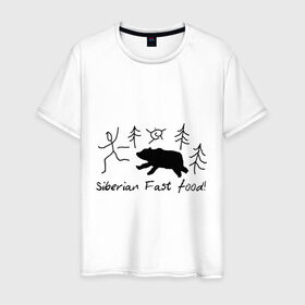 Мужская футболка хлопок с принтом Siberian Fast Food в Курске, 100% хлопок | прямой крой, круглый вырез горловины, длина до линии бедер, слегка спущенное плечо. | 