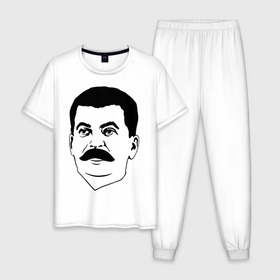Мужская пижама хлопок с принтом Сталин в Курске, 100% хлопок | брюки и футболка прямого кроя, без карманов, на брюках мягкая резинка на поясе и по низу штанин
 | stalin | ussr | коба | кобба | политические | ссср | сталин