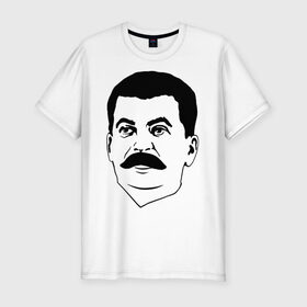 Мужская футболка премиум с принтом Сталин в Курске, 92% хлопок, 8% лайкра | приталенный силуэт, круглый вырез ворота, длина до линии бедра, короткий рукав | stalin | ussr | коба | кобба | политические | ссср | сталин