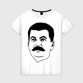 Женская футболка хлопок с принтом Сталин в Курске, 100% хлопок | прямой крой, круглый вырез горловины, длина до линии бедер, слегка спущенное плечо | stalin | ussr | коба | кобба | политические | ссср | сталин