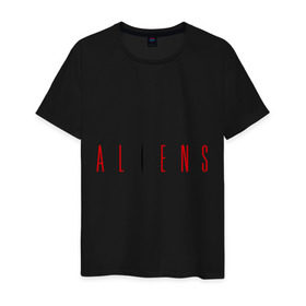 Мужская футболка хлопок с принтом ALIENS в Курске, 100% хлопок | прямой крой, круглый вырез горловины, длина до линии бедер, слегка спущенное плечо. | alien | aliens | пришельцы | чужие | чужой