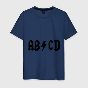 Мужская футболка хлопок с принтом ABCD в Курске, 100% хлопок | прямой крой, круглый вырез горловины, длина до линии бедер, слегка спущенное плечо. | ac dc | acdc | acds | acdsee | эйсидиси