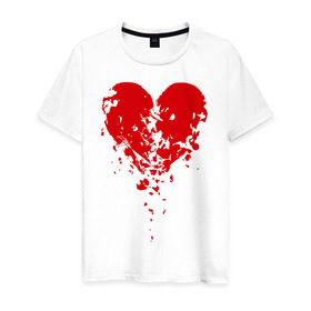 Мужская футболка хлопок с принтом Сердце рассыпалось в Курске, 100% хлопок | прямой крой, круглый вырез горловины, длина до линии бедер, слегка спущенное плечо. | осколки | разбитое сердце | сердце