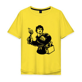 Мужская футболка хлопок Oversize с принтом Повстанец в Курске, 100% хлопок | свободный крой, круглый ворот, “спинка” длиннее передней части | анархия | бунт | восстание | граффити | коктейль молотова | повстанец