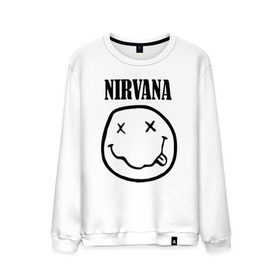 Мужской свитшот хлопок с принтом Nirvana в Курске, 100% хлопок |  | cobain | media | nirvana | rock | smells like teen spirit | toplanding | кобейн | нирвана | рок