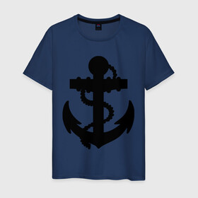 Мужская футболка хлопок с принтом Якорь в Курске, 100% хлопок | прямой крой, круглый вырез горловины, длина до линии бедер, слегка спущенное плечо. | вмс | вмф | военно | морской флот | моряк | моряки | флот | якорь