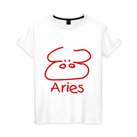 Женская футболка хлопок с принтом Овен в Курске, 100% хлопок | прямой крой, круглый вырез горловины, длина до линии бедер, слегка спущенное плечо | aries | гороскоп | знаки зодиака | овен