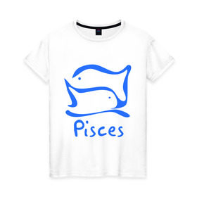 Женская футболка хлопок с принтом Рыбы в Курске, 100% хлопок | прямой крой, круглый вырез горловины, длина до линии бедер, слегка спущенное плечо | 