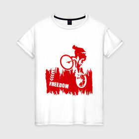 Женская футболка хлопок с принтом Велосипед в Курске, 100% хлопок | прямой крой, круглый вырез горловины, длина до линии бедер, слегка спущенное плечо | streeet | xtream | велик | вело | велосипед | стрит | экстрим