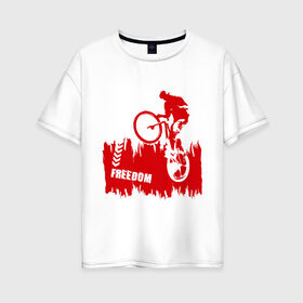 Женская футболка хлопок Oversize с принтом Велосипед в Курске, 100% хлопок | свободный крой, круглый ворот, спущенный рукав, длина до линии бедер
 | streeet | xtream | велик | вело | велосипед | стрит | экстрим