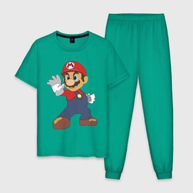 Мужская пижама хлопок с принтом Super Mario (1) в Курске, 100% хлопок | брюки и футболка прямого кроя, без карманов, на брюках мягкая резинка на поясе и по низу штанин
 | nintendo | марио | нинтендо