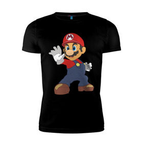 Мужская футболка премиум с принтом Super Mario (1) в Курске, 92% хлопок, 8% лайкра | приталенный силуэт, круглый вырез ворота, длина до линии бедра, короткий рукав | nintendo | марио | нинтендо
