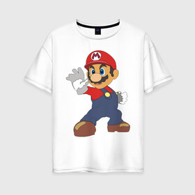 Женская футболка хлопок Oversize с принтом Super Mario (1) в Курске, 100% хлопок | свободный крой, круглый ворот, спущенный рукав, длина до линии бедер
 | nintendo | марио | нинтендо