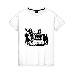 Женская футболка хлопок с принтом девченки в Курске, 100% хлопок | прямой крой, круглый вырез горловины, длина до линии бедер, слегка спущенное плечо | 