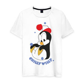 Мужская футболка хлопок с принтом Chilly Willy в Курске, 100% хлопок | прямой крой, круглый вырез горловины, длина до линии бедер, слегка спущенное плечо. | пингвин