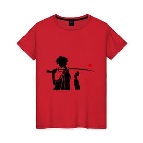 Женская футболка хлопок с принтом Samurai Champloo в Курске, 100% хлопок | прямой крой, круглый вырез горловины, длина до линии бедер, слегка спущенное плечо | anime | champloo | samurai | аниме | манга