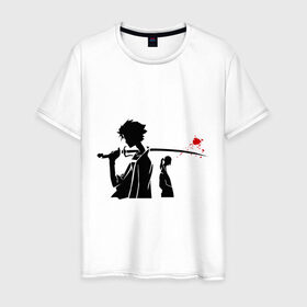 Мужская футболка хлопок с принтом Samurai Champloo в Курске, 100% хлопок | прямой крой, круглый вырез горловины, длина до линии бедер, слегка спущенное плечо. | anime | champloo | samurai | аниме | манга