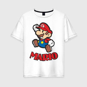Женская футболка хлопок Oversize с принтом Super Mario (3) в Курске, 100% хлопок | свободный крой, круглый ворот, спущенный рукав, длина до линии бедер
 | nintendo | марио | нинтендо