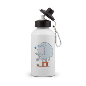Бутылка спортивная с принтом Слон и мыши в Курске, металл | емкость — 500 мл, в комплекте две пластиковые крышки и карабин для крепления | Тематика изображения на принте: животные | испуганный