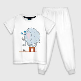Детская пижама хлопок с принтом Слон и мыши в Курске, 100% хлопок |  брюки и футболка прямого кроя, без карманов, на брюках мягкая резинка на поясе и по низу штанин
 | животные | испуганный