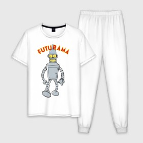 Мужская пижама хлопок с принтом Bender (1) в Курске, 100% хлопок | брюки и футболка прямого кроя, без карманов, на брюках мягкая резинка на поясе и по низу штанин
 | Тематика изображения на принте: bender | futurama | бендер | футурама