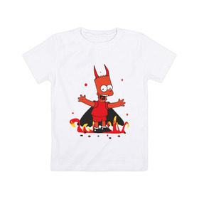 Детская футболка хлопок с принтом Bart Devil в Курске, 100% хлопок | круглый вырез горловины, полуприлегающий силуэт, длина до линии бедер | simpsons | барт | барт симпсон | симпсон | симпсоны | симсоны