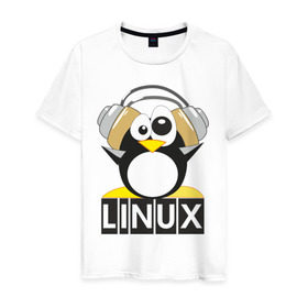 Мужская футболка хлопок с принтом Linux (6) в Курске, 100% хлопок | прямой крой, круглый вырез горловины, длина до линии бедер, слегка спущенное плечо. | пингвин