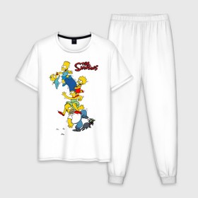 Мужская пижама хлопок с принтом The simpsons(1) в Курске, 100% хлопок | брюки и футболка прямого кроя, без карманов, на брюках мягкая резинка на поясе и по низу штанин
 | гомер