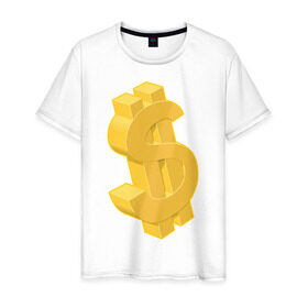 Мужская футболка хлопок с принтом Доллар в Курске, 100% хлопок | прямой крой, круглый вырез горловины, длина до линии бедер, слегка спущенное плечо. | бабло | бакс | баксы | валюта | деньги | доллар | знак доллара