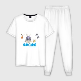 Мужская пижама хлопок с принтом Spore (3) в Курске, 100% хлопок | брюки и футболка прямого кроя, без карманов, на брюках мягкая резинка на поясе и по низу штанин
 | игры | лаборатория существ | спор