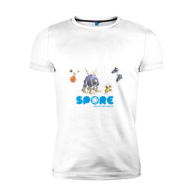 Мужская футболка премиум с принтом Spore (3) в Курске, 92% хлопок, 8% лайкра | приталенный силуэт, круглый вырез ворота, длина до линии бедра, короткий рукав | игры | лаборатория существ | спор