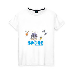 Женская футболка хлопок с принтом Spore (3) в Курске, 100% хлопок | прямой крой, круглый вырез горловины, длина до линии бедер, слегка спущенное плечо | игры | лаборатория существ | спор