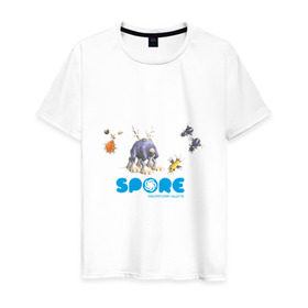 Мужская футболка хлопок с принтом Spore (3) в Курске, 100% хлопок | прямой крой, круглый вырез горловины, длина до линии бедер, слегка спущенное плечо. | игры | лаборатория существ | спор