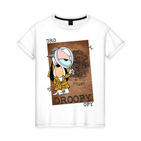 Женская футболка хлопок с принтом Droopy в Курске, 100% хлопок | прямой крой, круглый вырез горловины, длина до линии бедер, слегка спущенное плечо | droopy | друпи