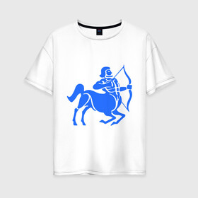 Женская футболка хлопок Oversize с принтом Стрелец (2) в Курске, 100% хлопок | свободный крой, круглый ворот, спущенный рукав, длина до линии бедер
 | zodiac | астрология | гороскоп | знаки зодиака | стрелец