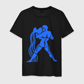 Мужская футболка хлопок с принтом Водолей (2) в Курске, 100% хлопок | прямой крой, круглый вырез горловины, длина до линии бедер, слегка спущенное плечо. | zodiac | водолей | гороскоп | знаки зодиака