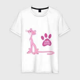 Мужская футболка хлопок с принтом Розовая Пантера в Курске, 100% хлопок | прямой крой, круглый вырез горловины, длина до линии бедер, слегка спущенное плечо. | Тематика изображения на принте: pink panther | розовая пантера