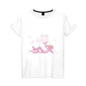 Женская футболка хлопок с принтом Pink panther в Курске, 100% хлопок | прямой крой, круглый вырез горловины, длина до линии бедер, слегка спущенное плечо | pink panther | розовая пантера