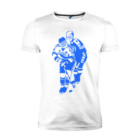 Мужская футболка премиум с принтом Хоккеисты в Курске, 92% хлопок, 8% лайкра | приталенный силуэт, круглый вырез ворота, длина до линии бедра, короткий рукав | кхл | нхл | хокей | хоккеист | хоккеисты | хоккей | хоккейный спорт