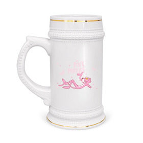 Кружка пивная с принтом Розовая Пантера (2) в Курске,  керамика (Материал выдерживает высокую температуру, стоит избегать резкого перепада температур) |  объем 630 мл | pink panther | розовая пантера