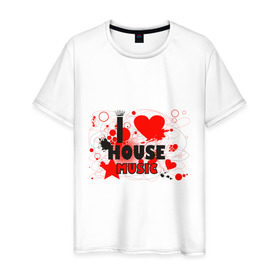 Мужская футболка хлопок с принтом House music в Курске, 100% хлопок | прямой крой, круглый вырез горловины, длина до линии бедер, слегка спущенное плечо. | club | house | music | клуб | музыка | музыкальные стили | хауз | хаус