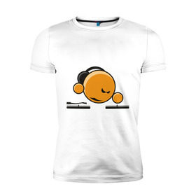 Мужская футболка премиум с принтом Смайл DJ в Курске, 92% хлопок, 8% лайкра | приталенный силуэт, круглый вырез ворота, длина до линии бедра, короткий рукав | deejay | dj | smile | диджей | смайл | смайлик | улыбка